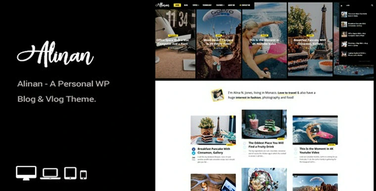 Alinan WP v1.7 - A Personal WordPress Blog and Vlog Theme34757