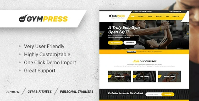 GymPress v1.3.2 - WordPress theme for Fitness and Personal Trainers33088