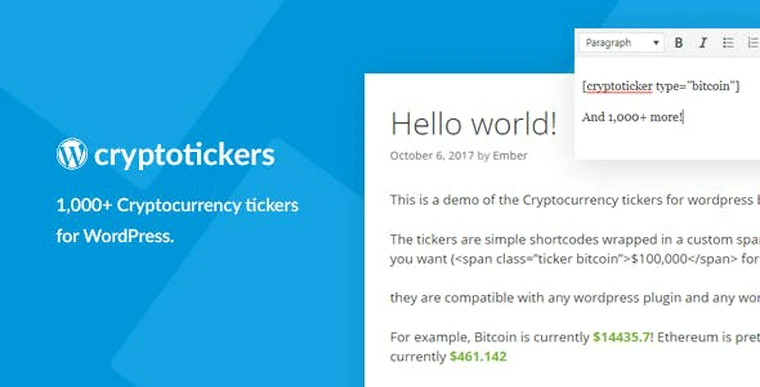 Cryptocurrency Tickers v1.0 - 1,000+ Crypto Price Tickers for WordPress32013