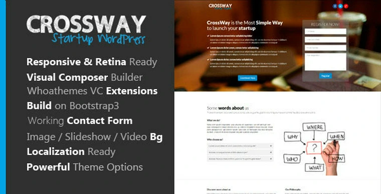 CrossWay v1.1.9 - Startup Landing Page Bootstrap WP Theme22823