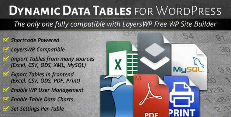 WordPress Dynamic Tables, Input from XLS/MySQL/CSV v1.0.832174