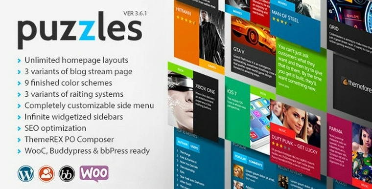 Puzzles v4.2 - WP Magazine / Review with Store WordPress Theme + RTL34006