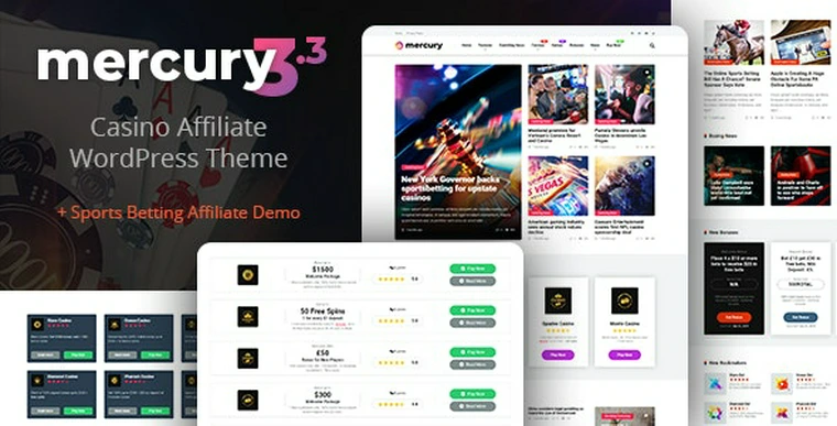 Mercury v3.4.1 - Gambling & Casino Affiliate WordPress Theme. News & Reviews38970