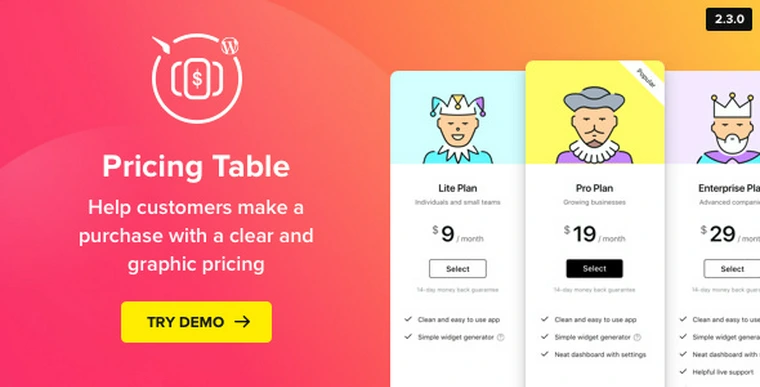 WordPress Pricing Table Plugin v2.6.141063