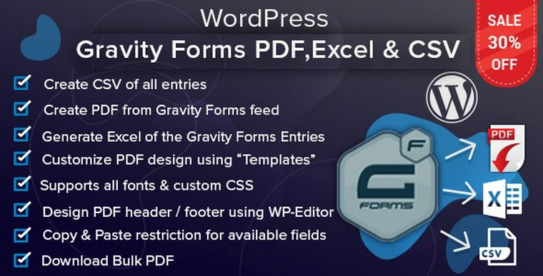 WordPress Gravity Forms PDF, Excel & CSV v1.2.234060