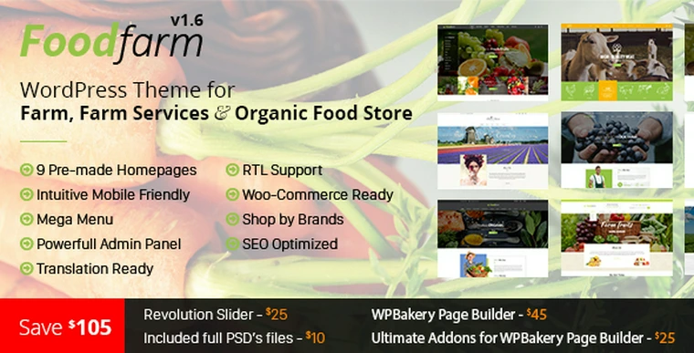 FoodFarm v1.8.6 - WordPress Theme for Farm40139