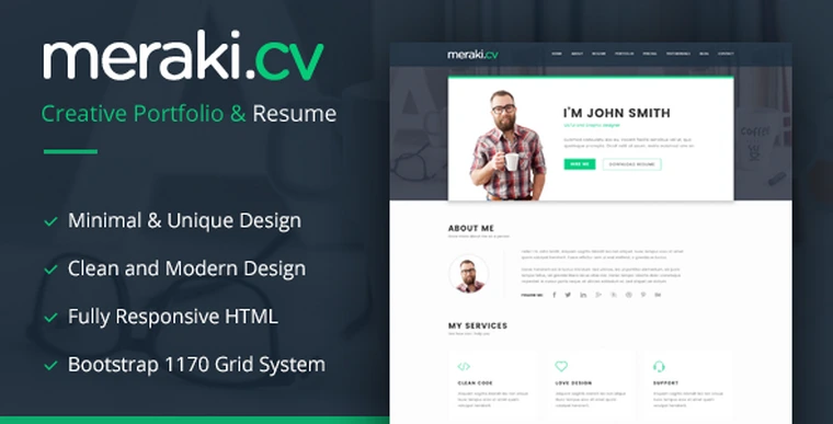 Meraki v1.3 - One Page Resume WordPress Theme30155