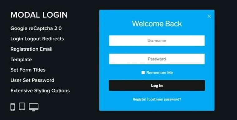 Modal Login v2.0.5 - Register Forgotten Wordpress Plugin36101