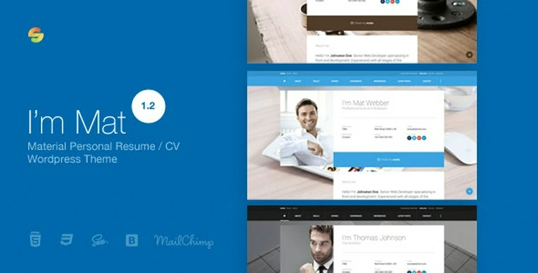 I am Mat v1.2 - Material Personal Resume / CV vCard WordPress Theme34067