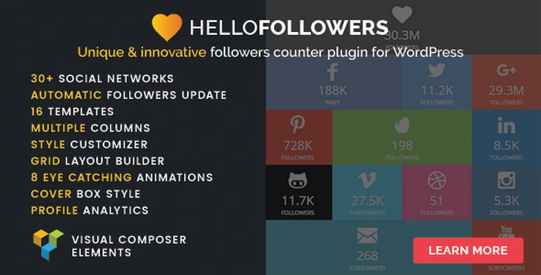 Hello Followers v2.1 - Social Counter Plugin for WordPress29585