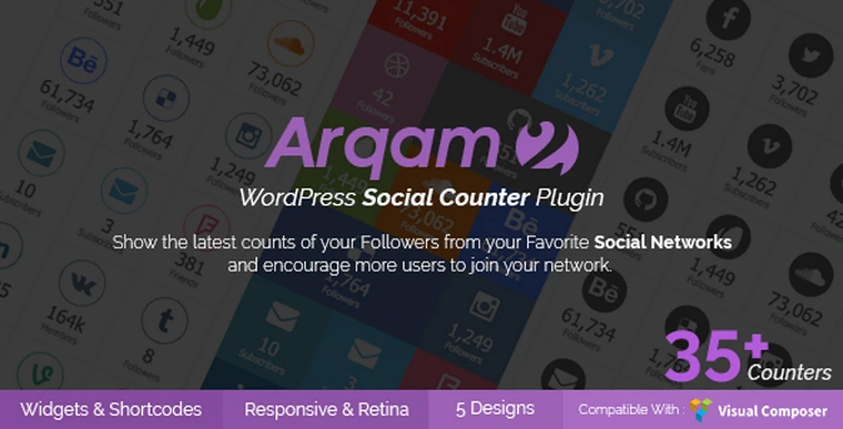 Arqam v2.5.1 - Social Counter Plugin for WordPress28103