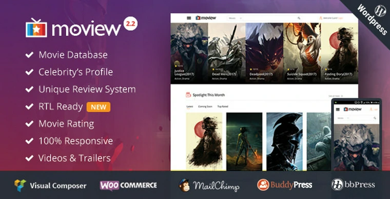 Moview v2.2 - Responsive Film/Video DB & Review Theme23034
