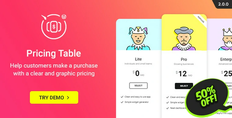 WordPress Pricing Table Plugin v2.0.022695