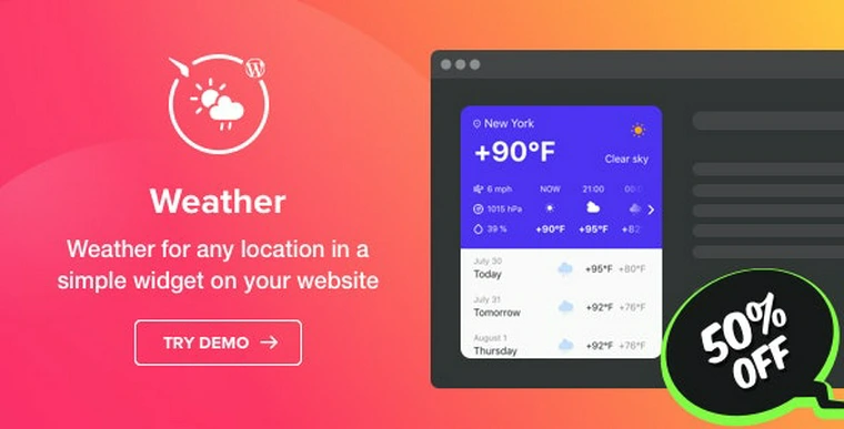 Weather Forecast v1.1.0 - WordPress Weather Plugin39327