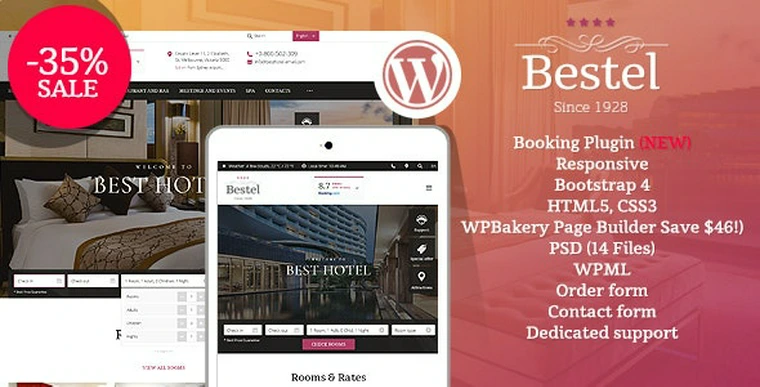 Bestel v1.2.0 -  Hotel WordPress Theme33433