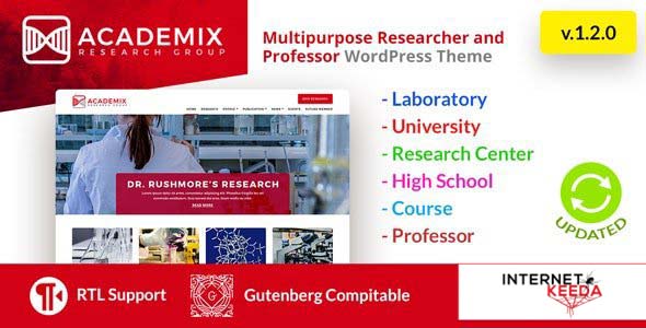 Academix v1.2.1 - Multipurpose Education, Researcher and Professor WordPress Theme 50583