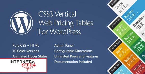 CSS3 Vertical Web Pricing Tables For WordPress v1.8 51052