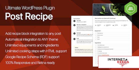 Ultimate Post Recipe v1.0.0 - Responsive WordPress Posts Cooking Recipes plugin 52626