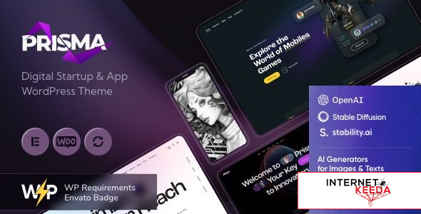 Prisma v1.5 - Digital Startup & App WordPress Theme + AI 68824