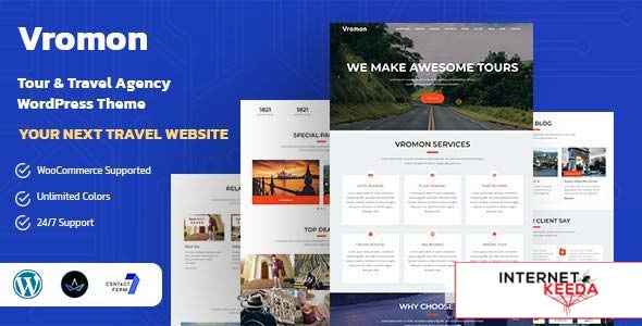 Vromon v2.1 - Tour & Travel Agency WordPress Theme 67742